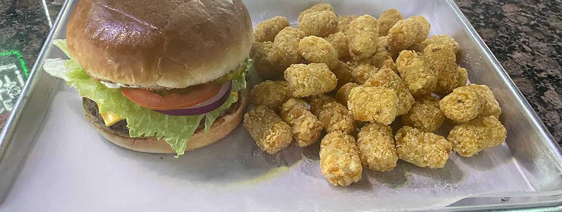 Uptown Pub Cheeseburger and Tots