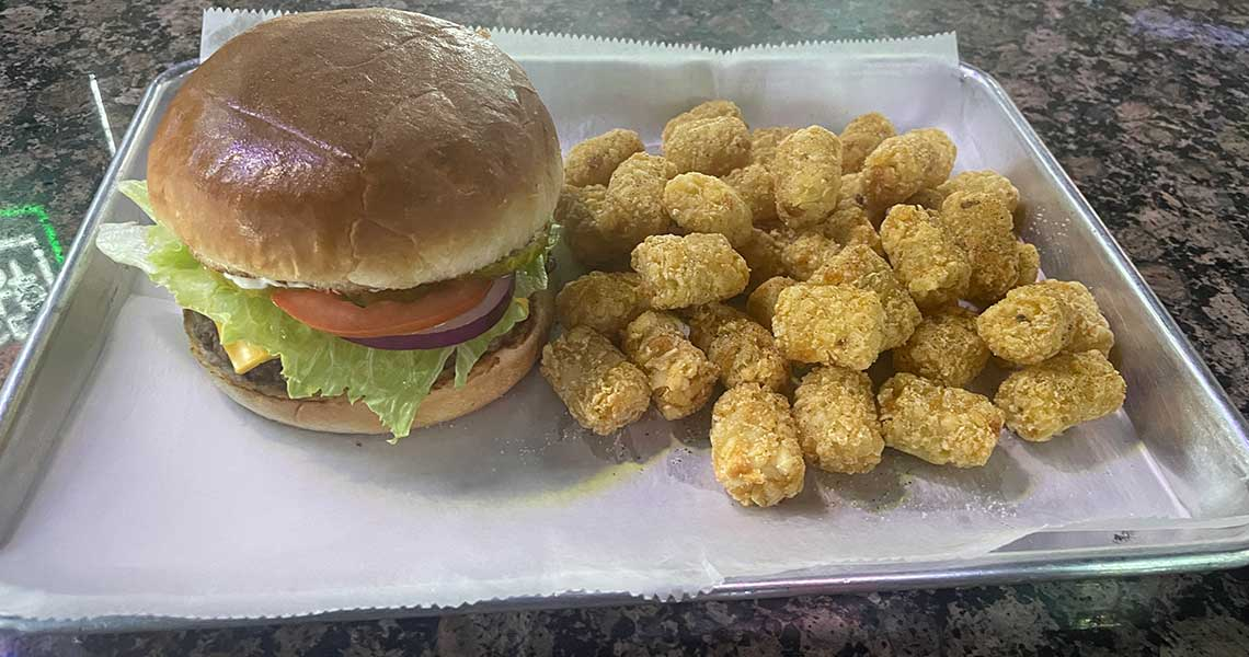 Uptown Pub Cheeseburger and Tots